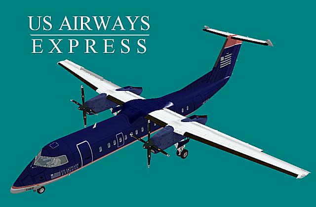 Fs2004 - Us Airways Express Textures Exclusively For Aircraft Mjc Dash 8 Q 300 Developer: