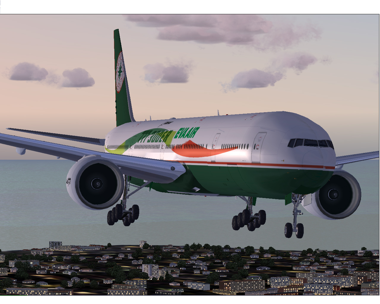 777-35Er In The New Eva Air Livery Featuring Opening Cockpitwindows, Engines, Reflective S