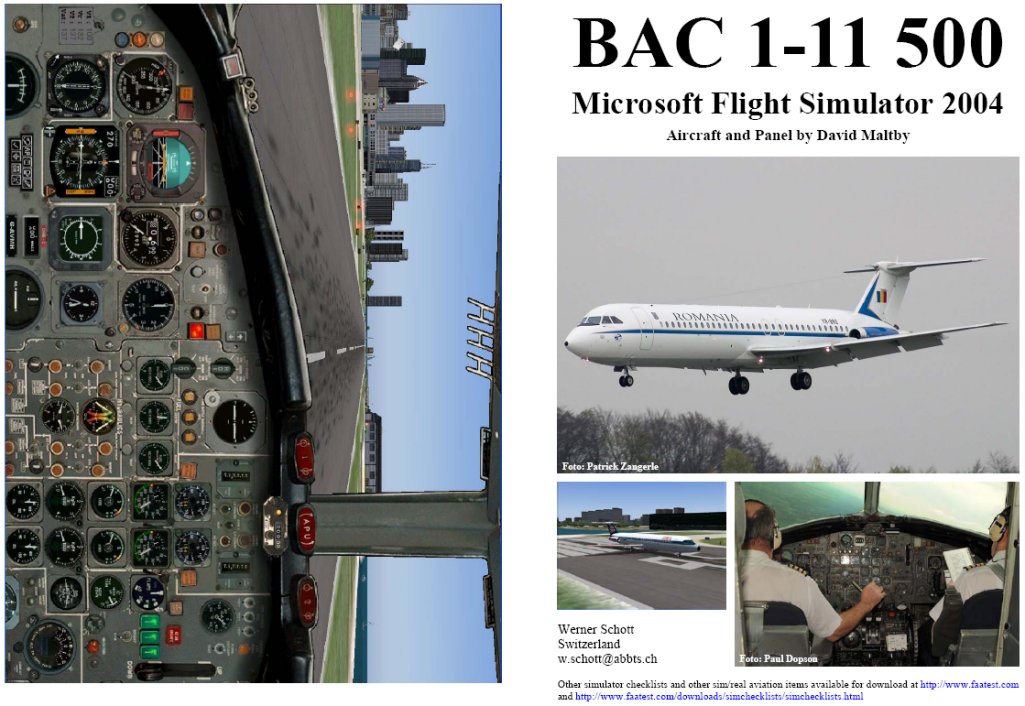 Fs2004 Manual/Checklist Bac 1-11 500
