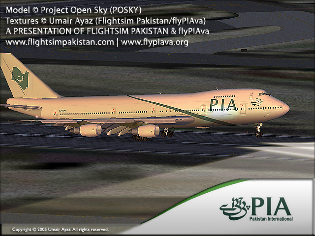 Fs2004 Pakistan Intl Boeing 747-200 Registration: Ap-Bak.in The Latest Livery Of Pakistan
