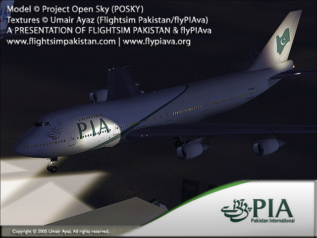 Fs2004 Pakistan Intl Boeing 747-200 Registration: Ap-Bak.in The Latest Livery Of Pakistan