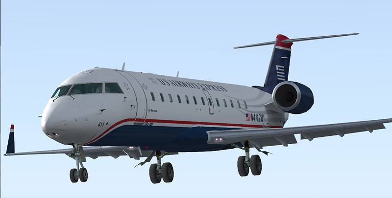Fs2004 Us Airways Express Nc Crj-200 Features Redone Wing Textures, Darkened Interior And — 1