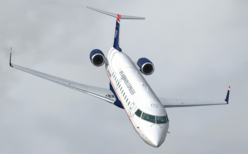 Fs2004 Us Airways Express Nc Crj-200 Features Redone Wing Textures, Darkened Interior And