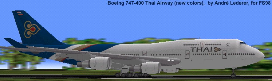 Flightsim Fs2004/Fs98 Aircraft Thai Boeing 747-400 Boeing 747-400 Thai Airways (New Colors