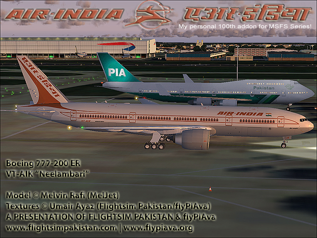 Fs2004 Air India Boeing 777-200Er Registration:vt-Aik