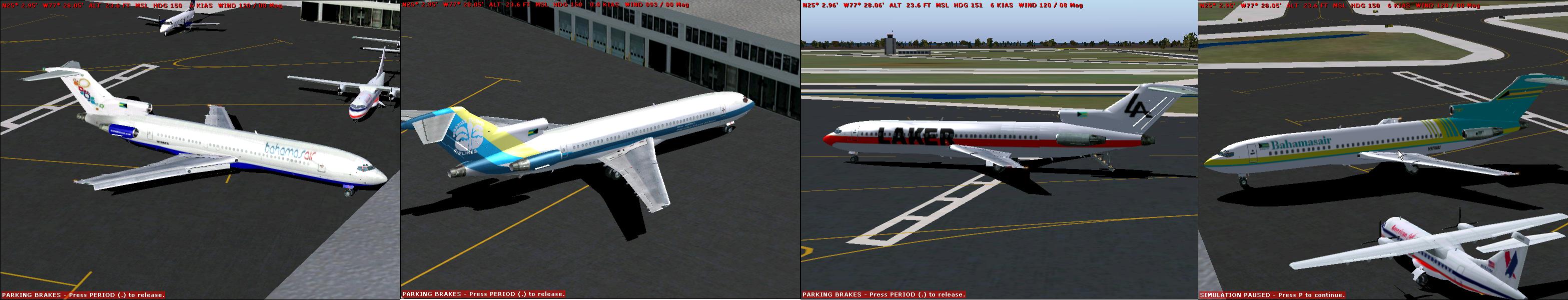 Fs2004 727-217 4 Plane Pack Bahamasair.also Includes Paradise Island Air And Laker Air Bah