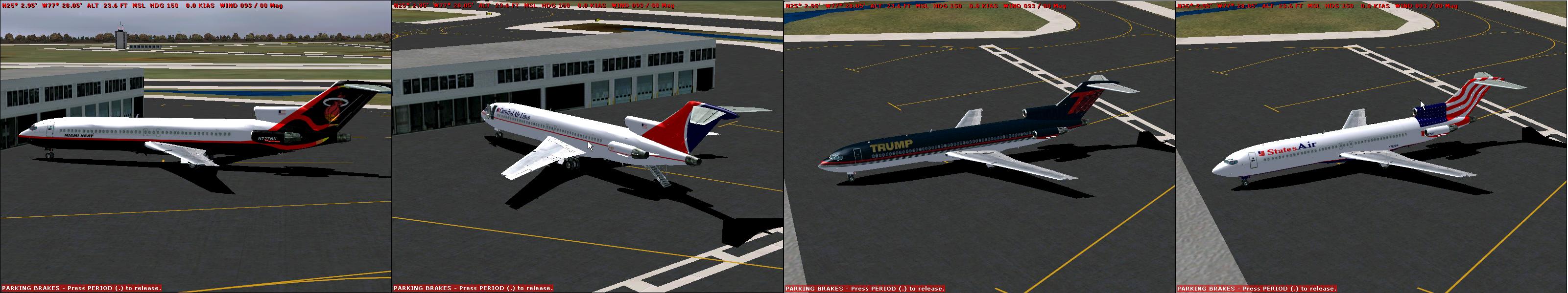 Fs2004 727-217 4 Plane Pack Miami Heat.also Includes Trump Air,States Air (Fictional)And C