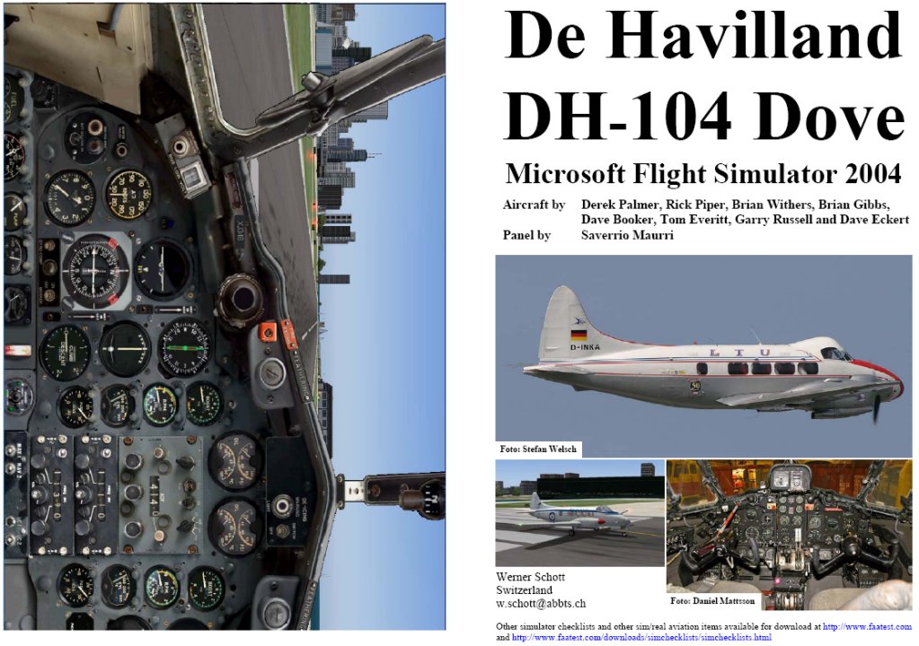Fs2004 Manual/Checklist De Havilland Dh-104 Dove
