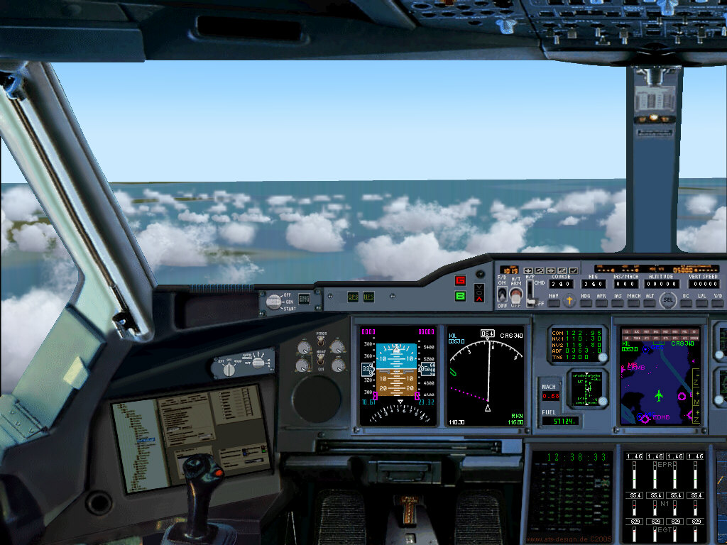 Airbus A380, Emirates Airlines, For Fs2004, New External Model, Update Panel, Gauges, Soun