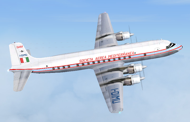 Fs2004/Fs2002 Douglas Dc-6B , Societa Aerea Mediterranea - Based On Repaint Templates And