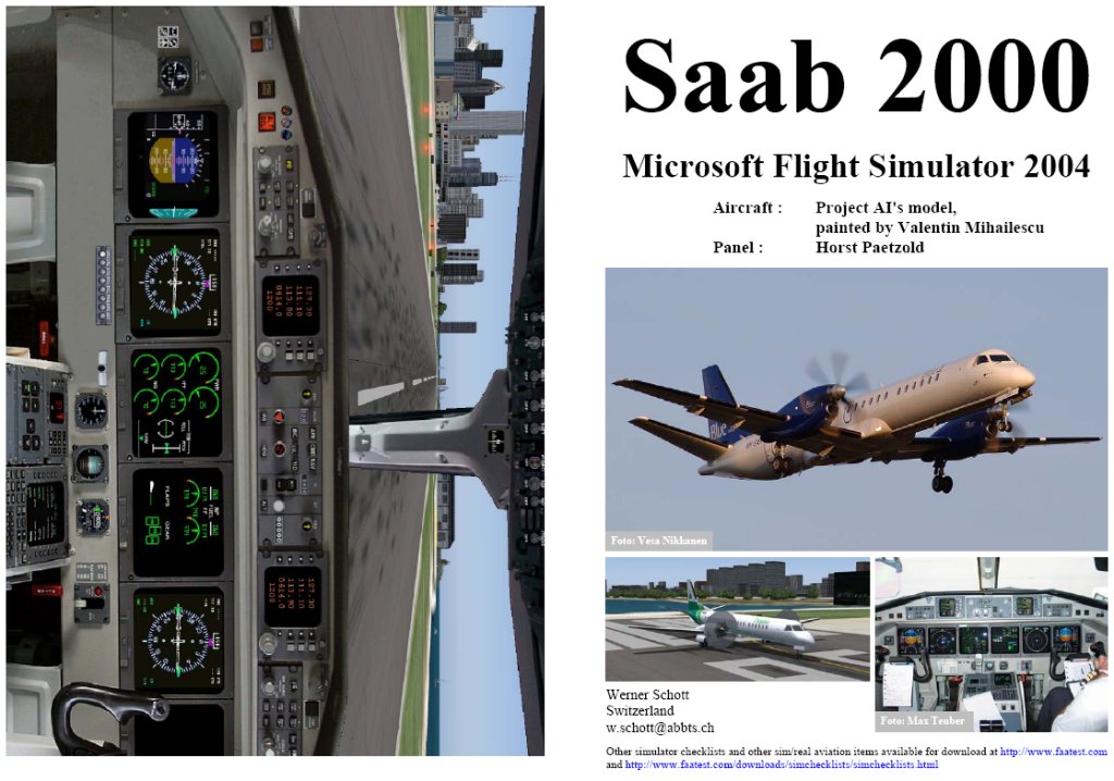 Fs2004 Manual/Checklist Saab 2000
