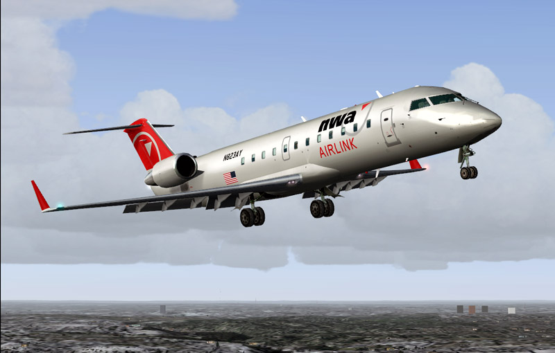 Fs2004 Nwa Airlink (Pinnacle) Crj-200 Features Redone Wing Textures, Darkened Interior And
