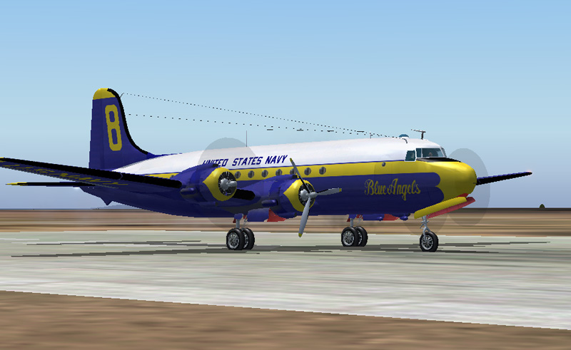 Fs2004/Fs2002 Douglas R5-D , Blue Angels Big Eight - This Textures Set In Blue Angels Live
