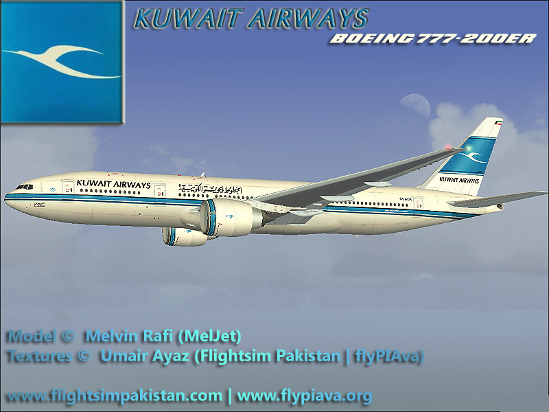 Fs2004 Kuwait Airways Boeing 777-200Er Registration:9K-Aoa