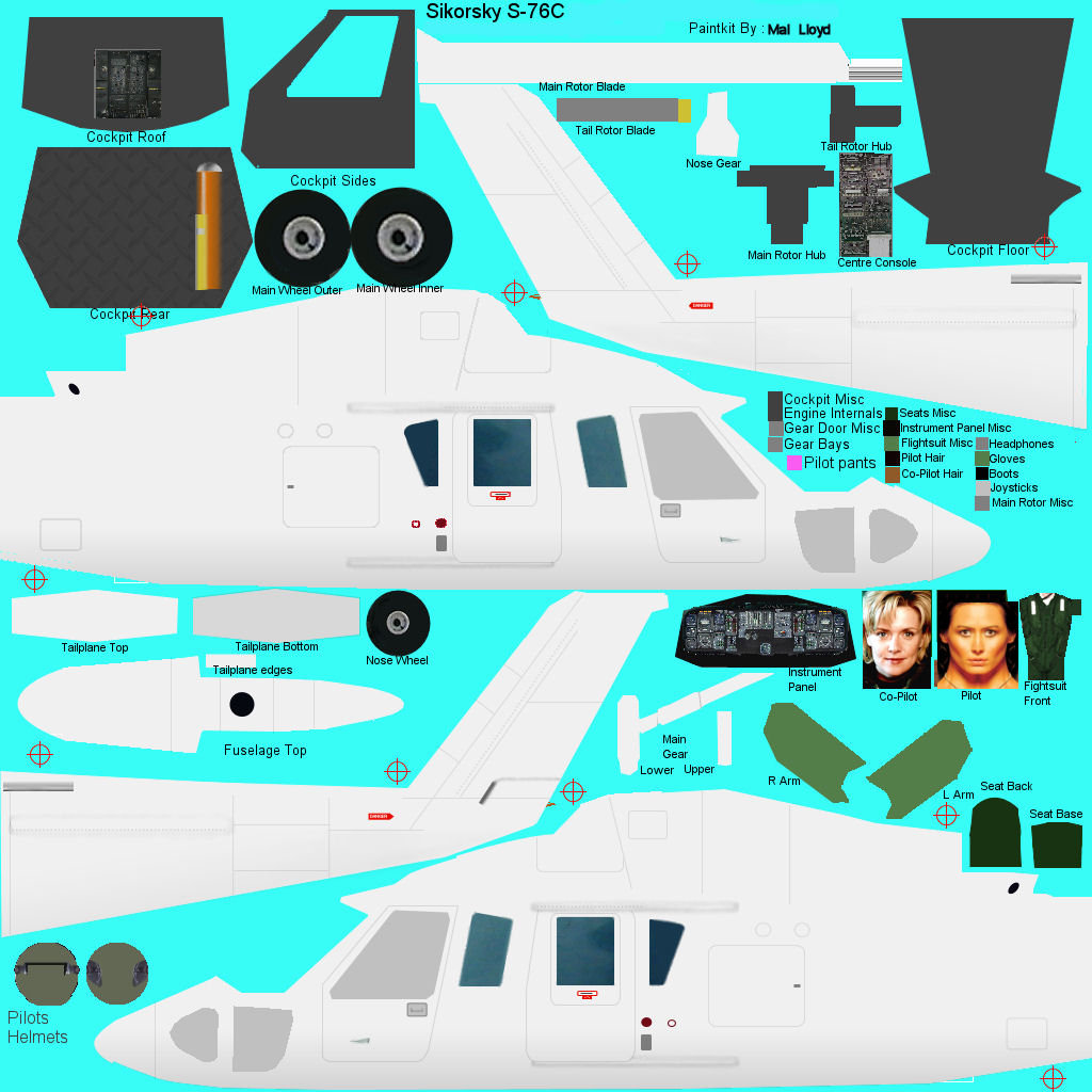 Fs2004 Sikorsky S76 Paint-Kit Flight Dynamics By F