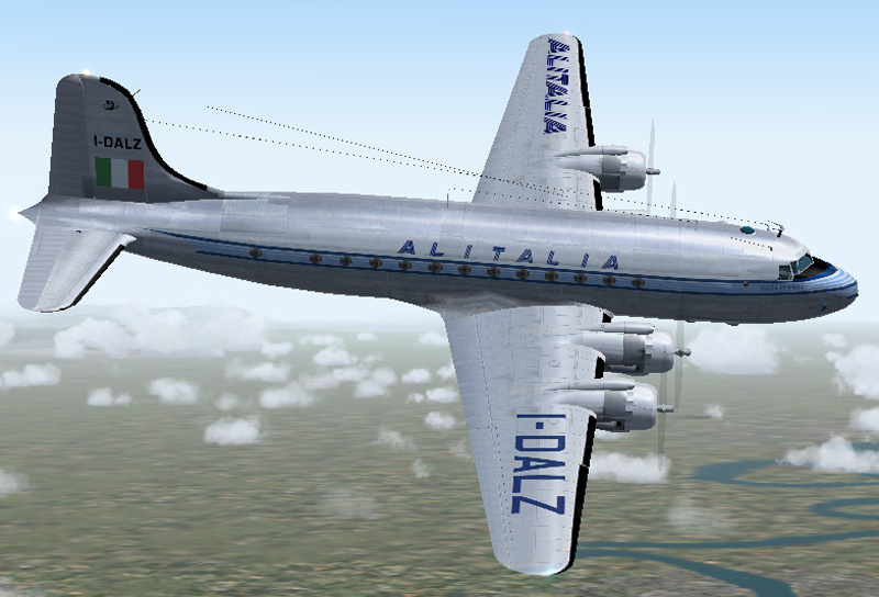 Fs2004/Fs2002 Douglas Dc-4 , Alitalia - This New Picturereal Metallic Textures Set In Alit — 1