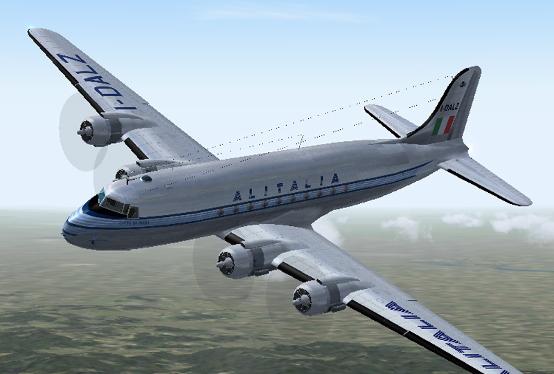 Fs2004/Fs2002 Douglas Dc-4 , Alitalia - This New Picturereal Metallic Textures Set In Alit
