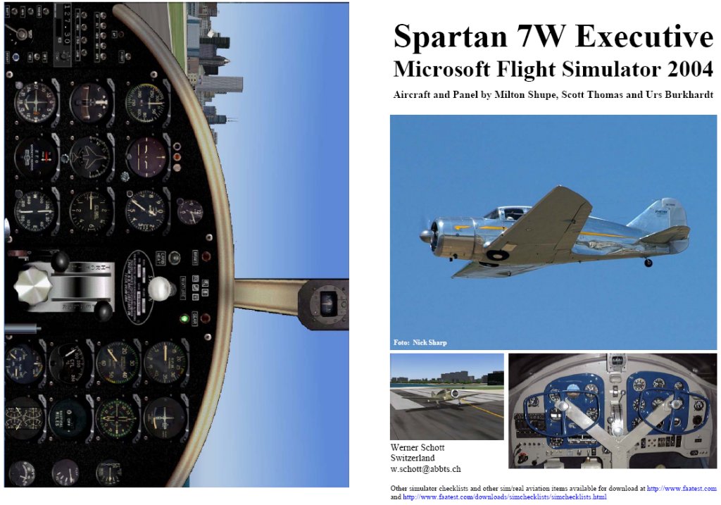 Fs2004 Manual/Checklist Spartan 7W Executive