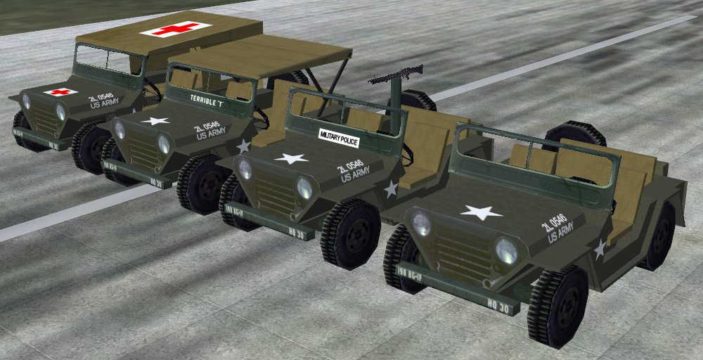 Fs2004/Fs2002 Api Macrom151 Jeep Highly Detailed Vietnam Era Jeep In Four Versions For Sce