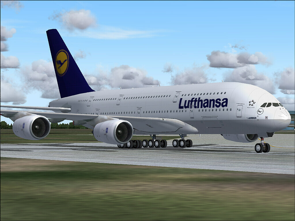 Airbus A380, Lufthansa, For Fs2004, With New Panel And Gauges, New External Model, Sound A