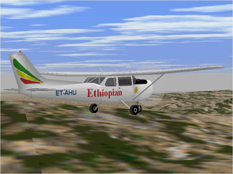 Flightsim Fs2004/Fs98/Fs2000 Cessna 172 Ethiopian In The Colours Of Et-Ahu Of Ethiopian Ai