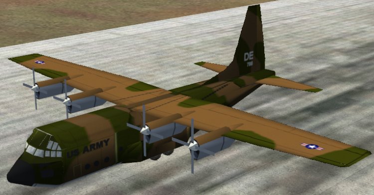 Fs2004/Fs2002 Api Macrous Army Cameo C130 For Scenery Designers