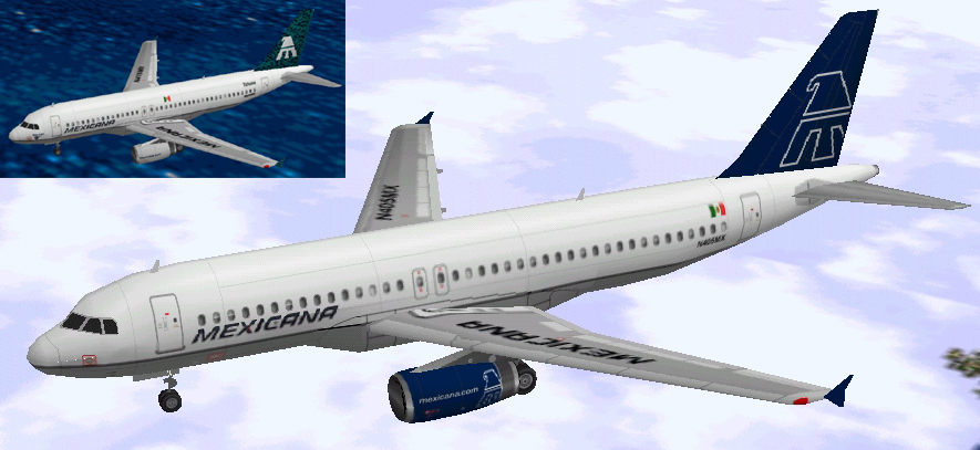 Flightsim Fs2004/Fs98 Airbus A320-231 Mexicana In Latest And Still Flying Aztec Green Colo