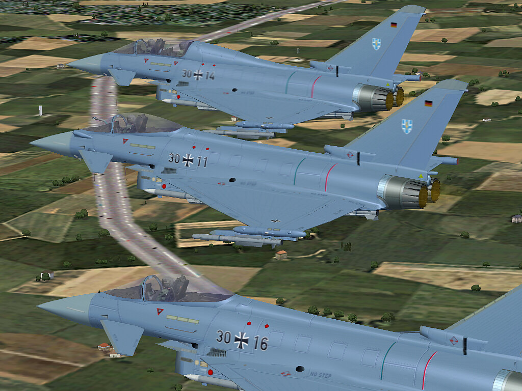 Eurofighter For Fs2004: Germany Bundeswehr (30+11,30+16,30+14,30+20), Formation Fly, Eurof
