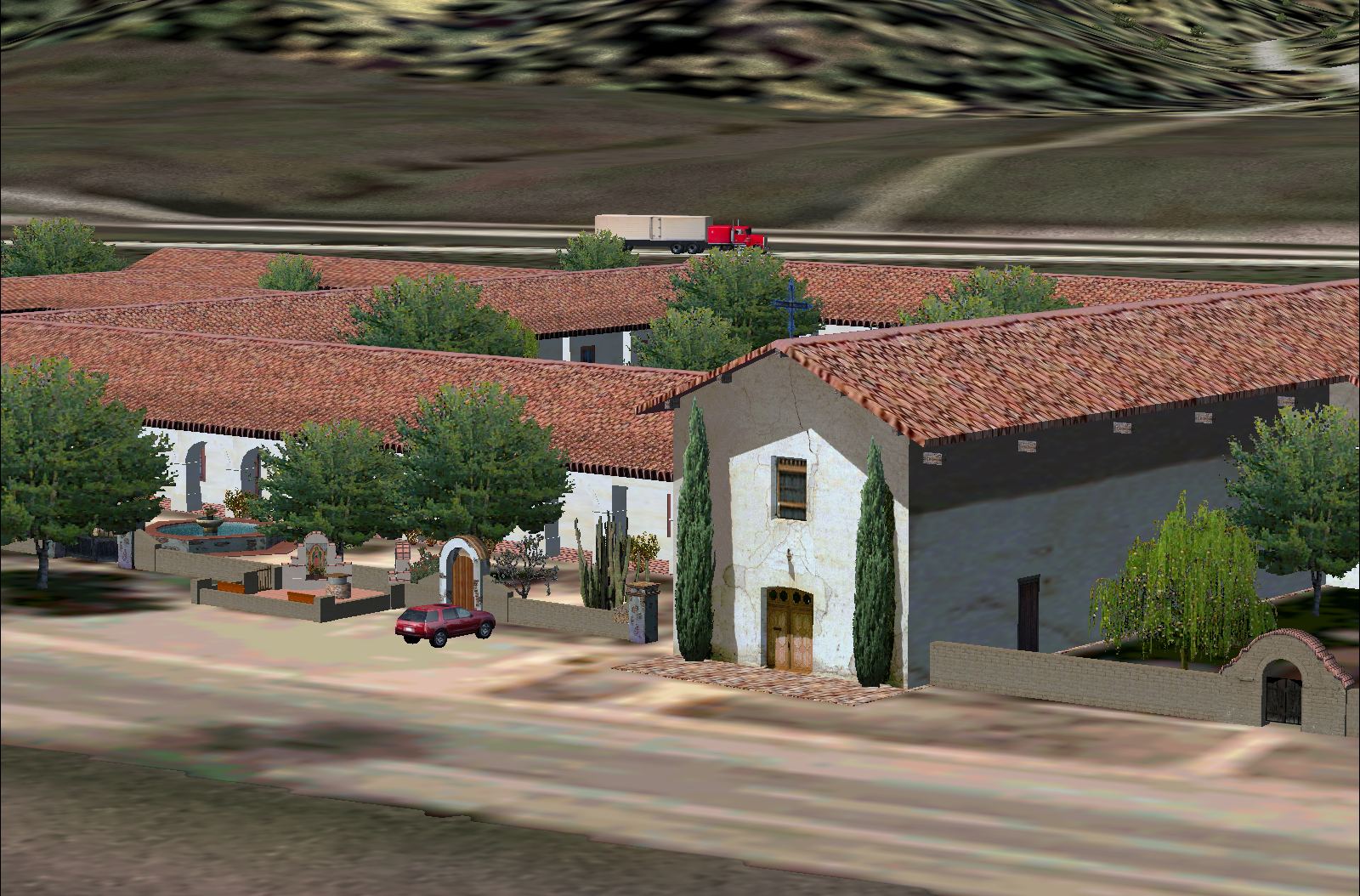 Fs2004 Scenery-San Miguel Mission (Ca), Custom Designed Buildings With Picturerealistic Te — 1