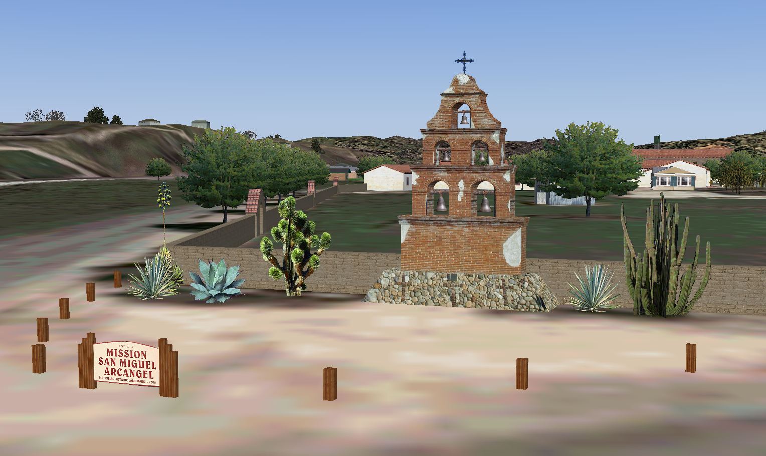 Fs2004 Scenery-San Miguel Mission (Ca), Custom Designed Buildings With Picturerealistic Te
