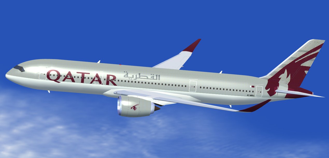Fs2004 Qatar Airbus A350-800 Xwb (Extra Wide Body) Including 4 Aircrafts With Different An