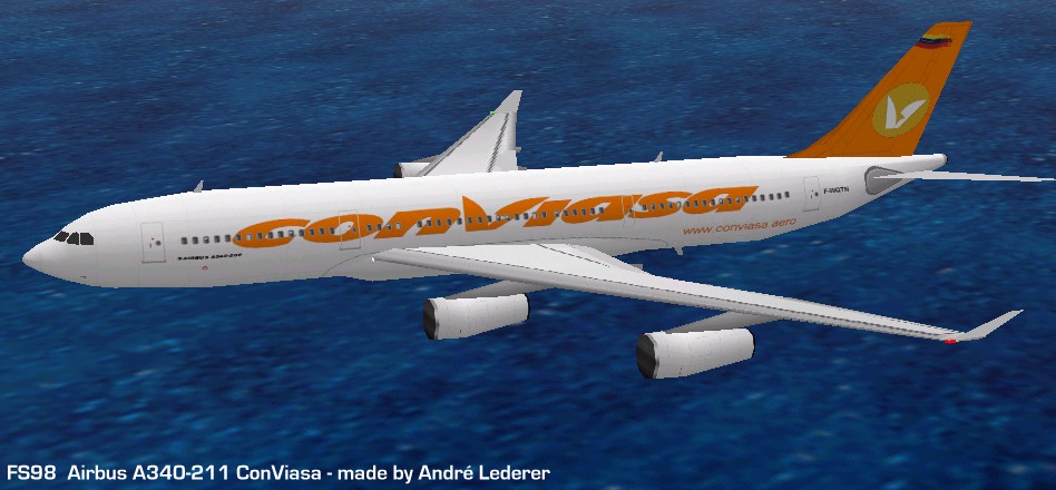 Flightsim Fs2004/Fs98 Aircraft Convialsa Airbus A340-200 Airbus A340-211 Of Conviasa (Vene
