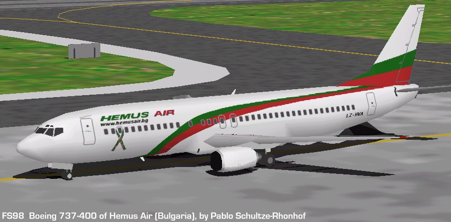 Flightsim Fs2004/Fs98 Hemus Air Boeing 737-400 Includes Moving Parts And Landing Lights