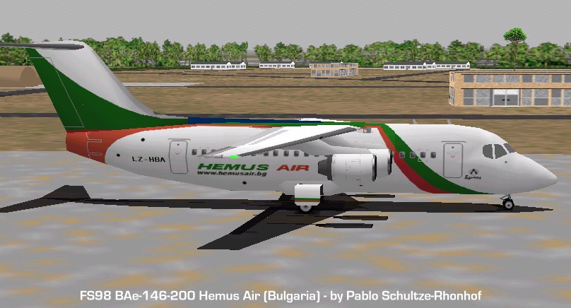 Flightsim Fs2004/Fs98 Hemus Air Bae 146-200 Includes Moving Parts And Landing Lights