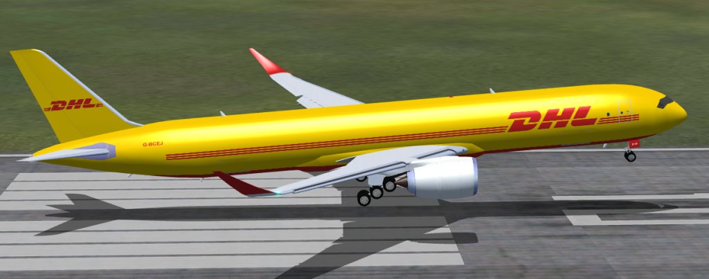 Fs2004 Dhl Airbus A350-900F Cargo With A 6 Wheels Landing Gears,A La 777, Including Camsim