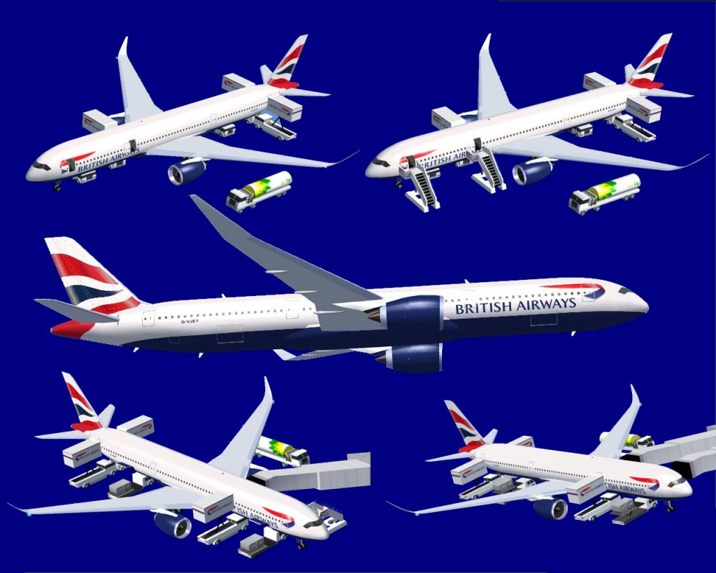 Fs2004 British Airways Airbus A350-900(R) Extra Long Range, With A 6 Wheels Landing Gears,