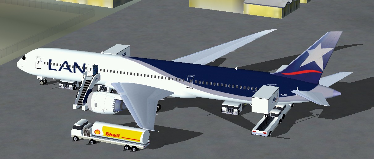 Fsx Lan Airlines Boeing 787-9, Including A Different Animated Ground Servicing (Ags)