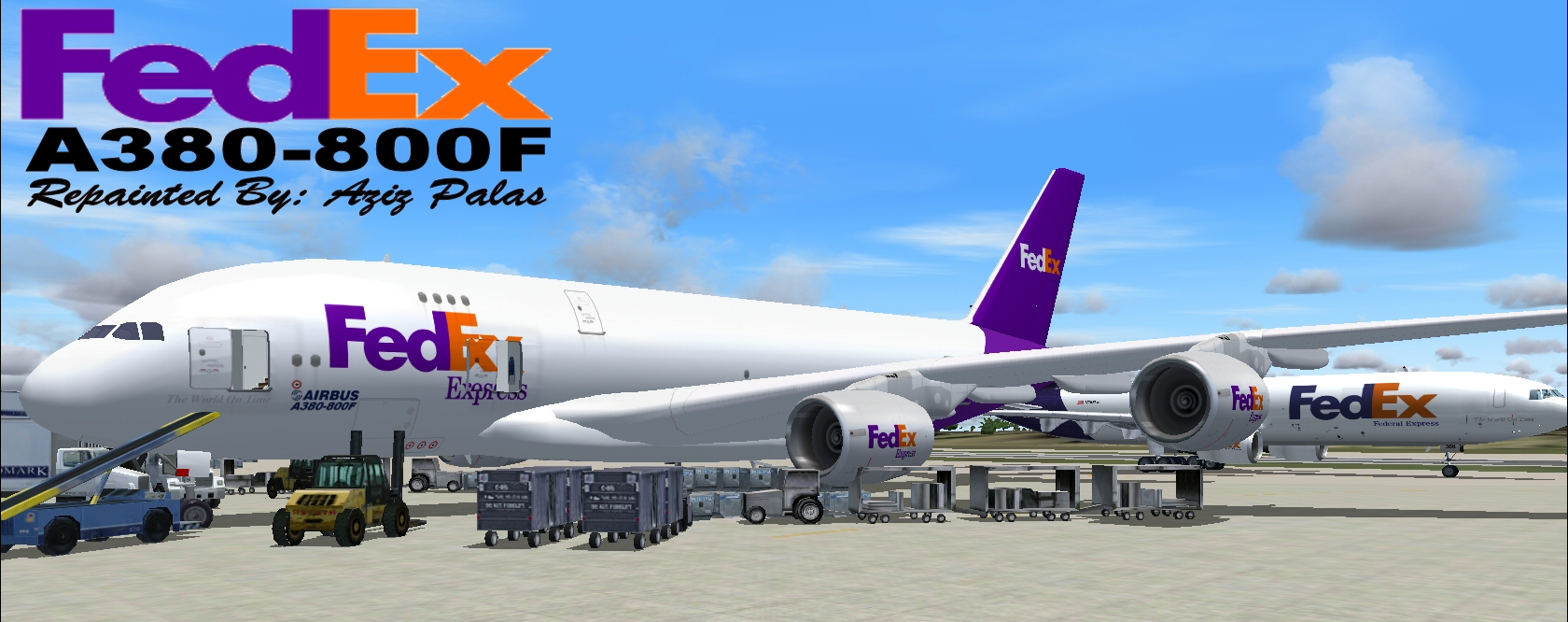Fs2004/Fsx Fedex A380-800F Fedex A380-800F, Featuring 32Bit Highly Detailed Graphics With