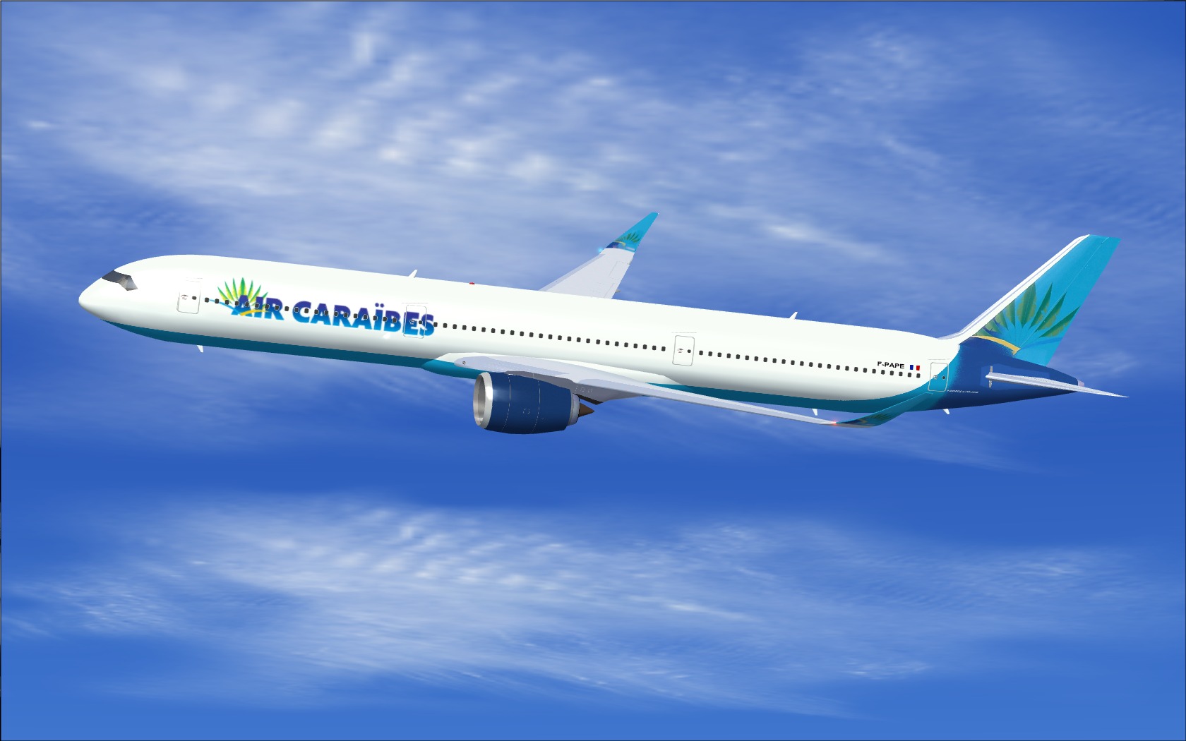 Fs2004 Air Caraibes Airbus A350-1000 Xwb (Extra Wide Body) Including 3 Aircrafts With Diff