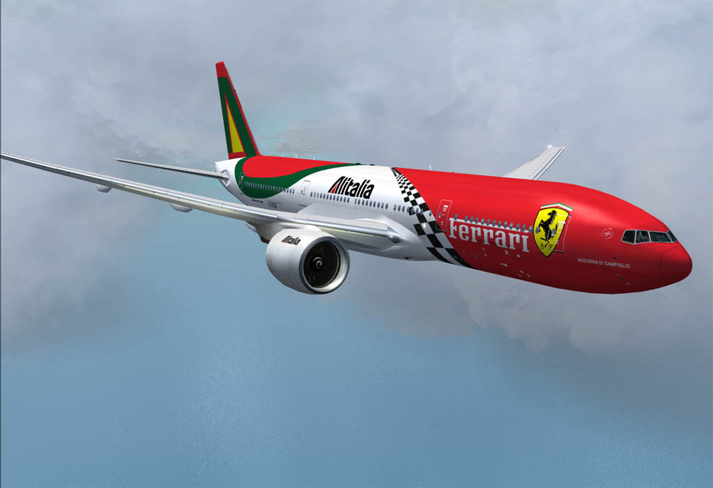 Project Opensky Boeing 777-200 V2 For Fs2004/Fsx Alitalia-Ferrari Textures By Andrea Guerr