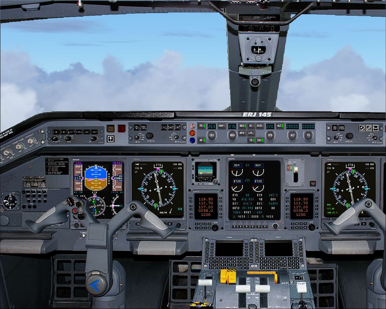 Fs2004 - Picturereal Panel Embrear-145 (Version-2) With Full Internal Views And Wingviews