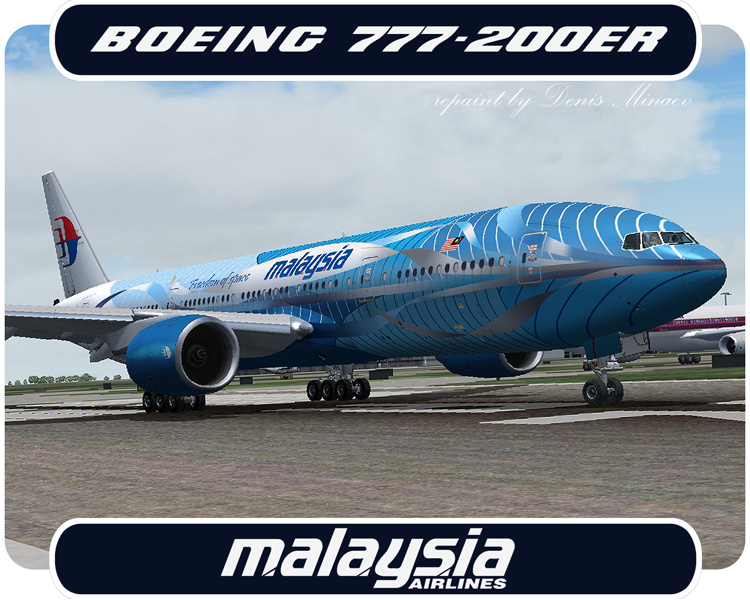 Malaysia Heliconia Livery Boeing 777-200Er Model By Opensky Textures Repaint By Denis Mina — 1