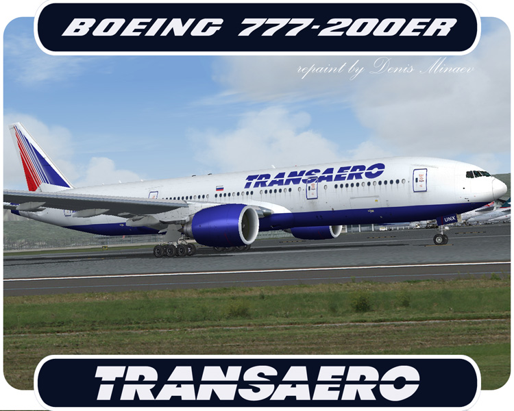 Transaero Boeing 777-200Er Model By Opensky Textures Repaint By Denis Minaev: Http://Fsrep