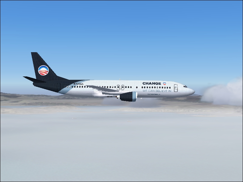Textures Repaint Of The Msfs Default B737-400 In Obama Presidential Campaign Livery