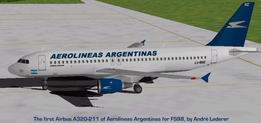 Flightsim Fs2004/Fs98 Aircraft Aerolineas Argentinas A320-211 The First Airbus A320-211 Of — 1