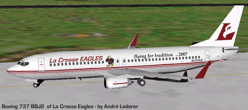 Flightsim Fs2004/Fs98 Aircraft Boeing Bbj2 La Crosse Eagles Boeing 737 Bbj2 Of La Crosse E
