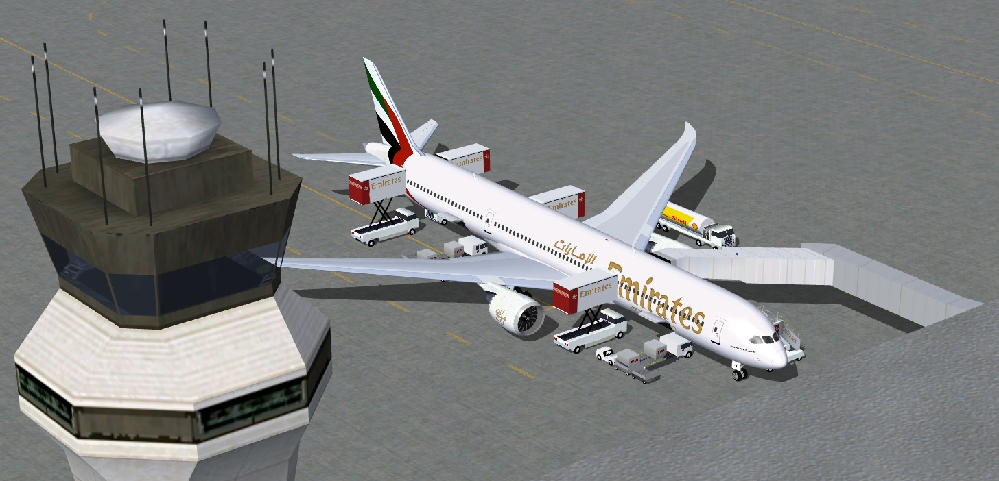 Fs2004 Emirates Boeing 787 Super 11, A Three Class Arrangement For 400-425 Seating Passeng