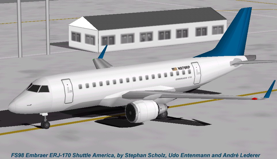 Flightsim Fs2004/Fs98 Aircraft Erj-170Se Shuttle America Shuttle America Embraer Erj-170 S