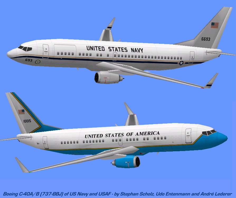 Flightsim Fs2004/Fs98 Aircraft Boeing C-40 Clipper Boeing 737-700 Bbj Of Us Navy (C-40A Cl