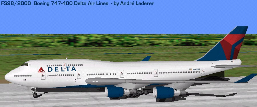 Flightsim Fs2004/Fs98/2000 Aircraft Boeing 747-400 Delta Air Lines Boeing 747-400 (395 Ton
